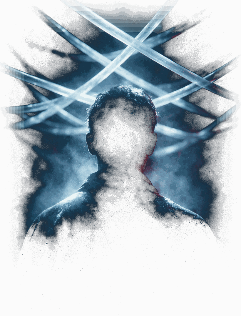 An operator beneath a lattice of interlocking conduits of light