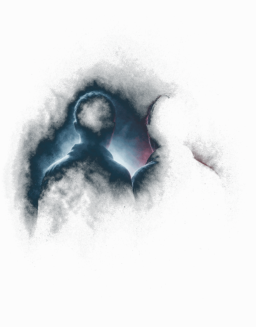 Two operators side by side, one rimmed red and one blue