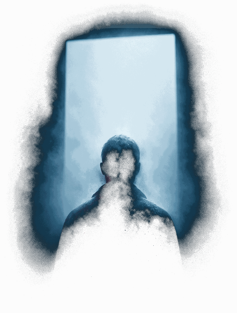 An operator silhouetted against a single towering pane of light