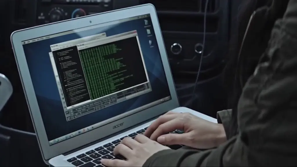 An operator working at a laptop terminal, from the RedTeam Security film